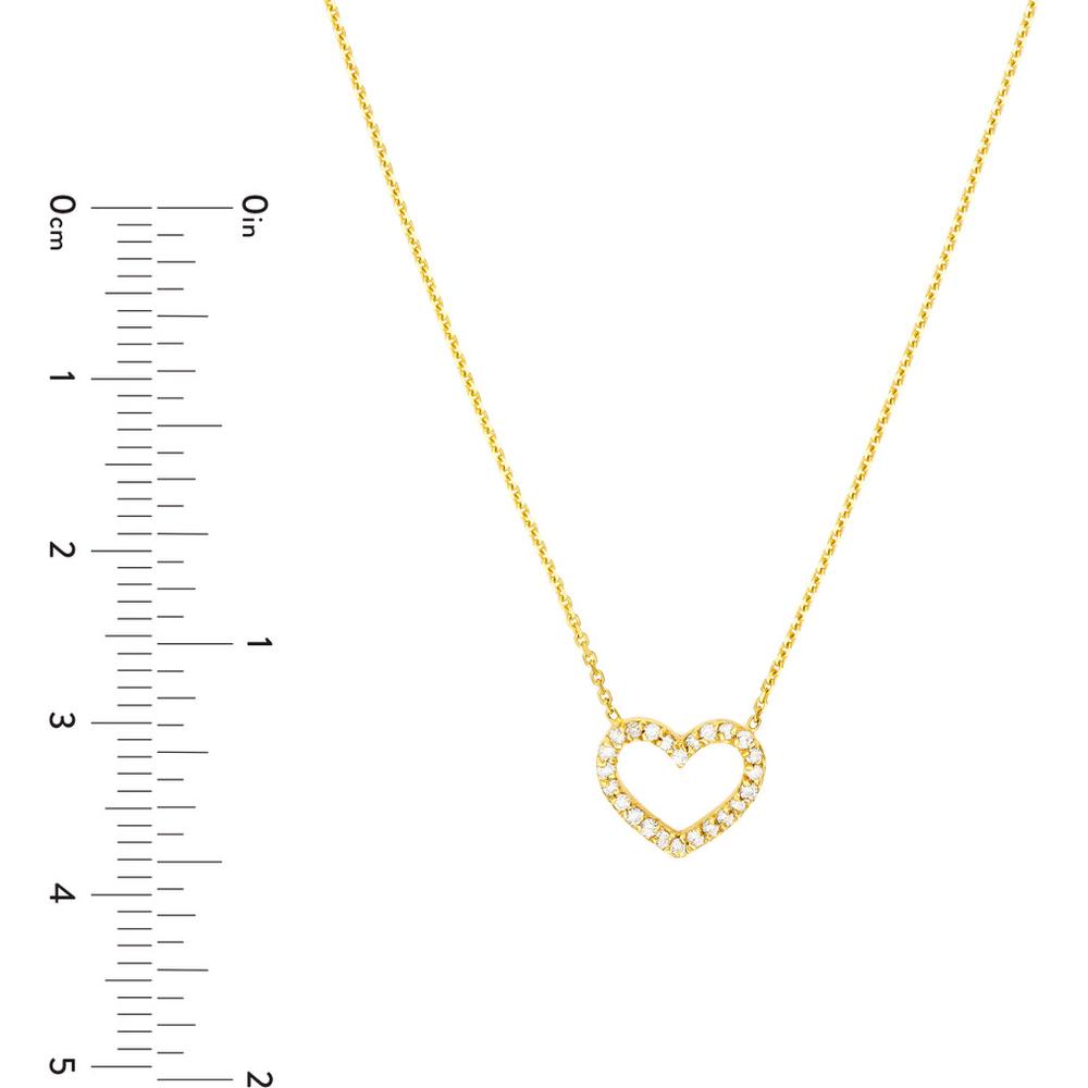 Olas d'Oro - 14K Yellow Gold Diamond Frame Heart Necklace - 0.12 Carat Total Diamond Weight
