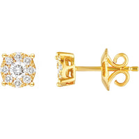 Olas d'Oro - 14K Yellow Gold Diamond Frame Stud Earrings - 3/8 Carat Total Diamond Weight