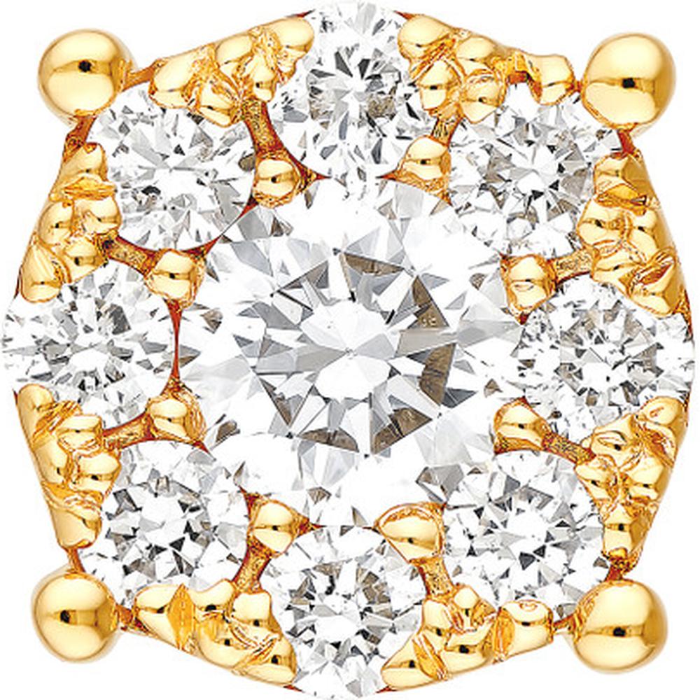 Olas d'Oro - 14K Yellow Gold Diamond Frame Stud Earrings - 3/8 Carat Total Diamond Weight