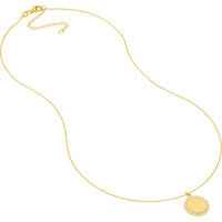 Olas d'Oro - 14K Yellow Gold Diamond Framed Engravable Disk Necklace - 0.15 Carat Total Diamond Weight