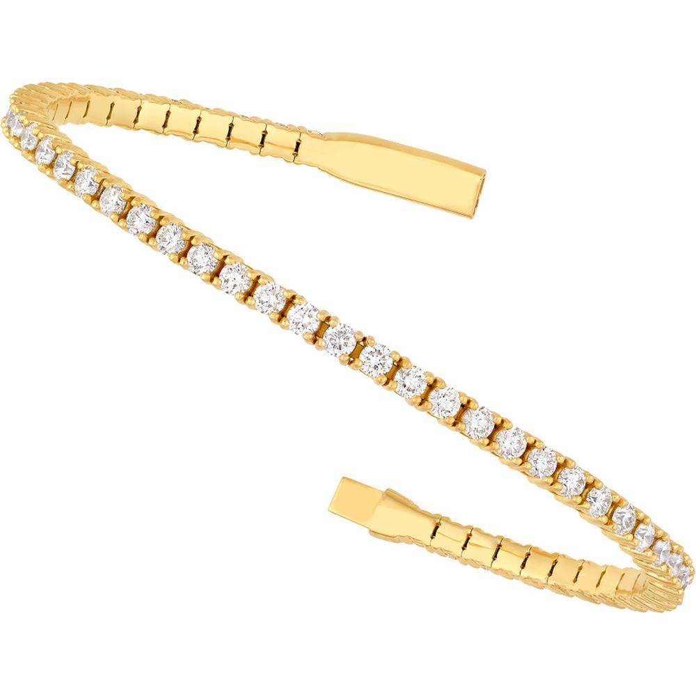 Olas d'Oro - 14K Yellow Gold Diamond Full Flex Bracelet - 3.83 Carat Total Diamond Weight