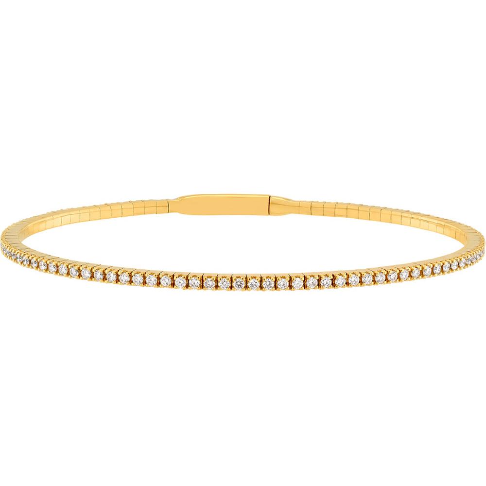 Olas d'Oro - 14K Yellow Gold Diamond Full Flex Bracelet with Box Lock Clasp - 7/8 Carat Total Diamond Weight