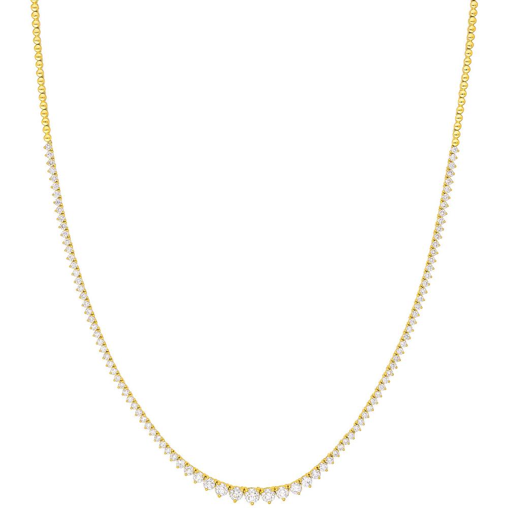 Olas d'Oro - 14K Yellow Gold Diamond Graduated Half Tennis Necklace - 3.30 Carat Total Diamond Weight