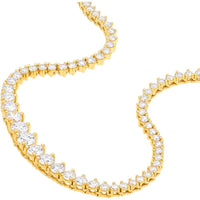Olas d'Oro - 14K Yellow Gold Diamond Graduated Half Tennis Necklace - 3.30 Carat Total Diamond Weight