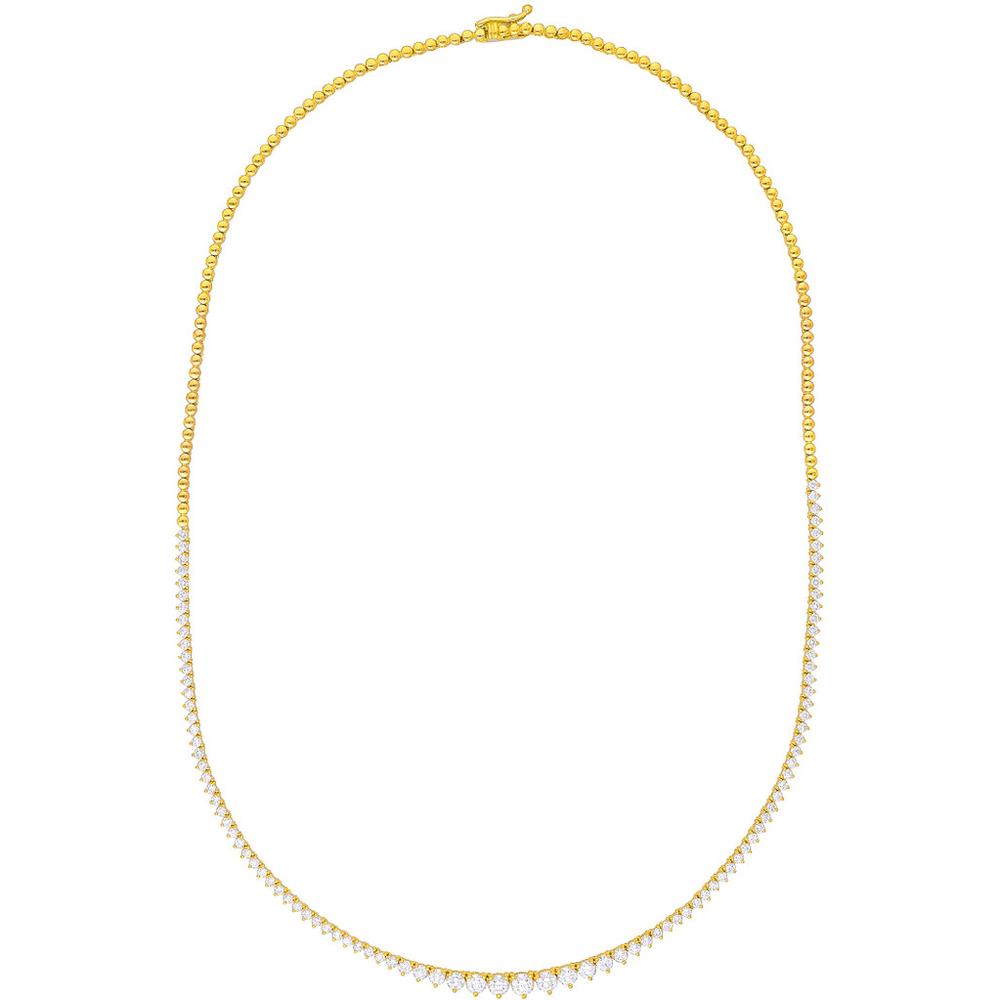 Olas d'Oro - 14K Yellow Gold Diamond Graduated Half Tennis Necklace - 3.30 Carat Total Diamond Weight