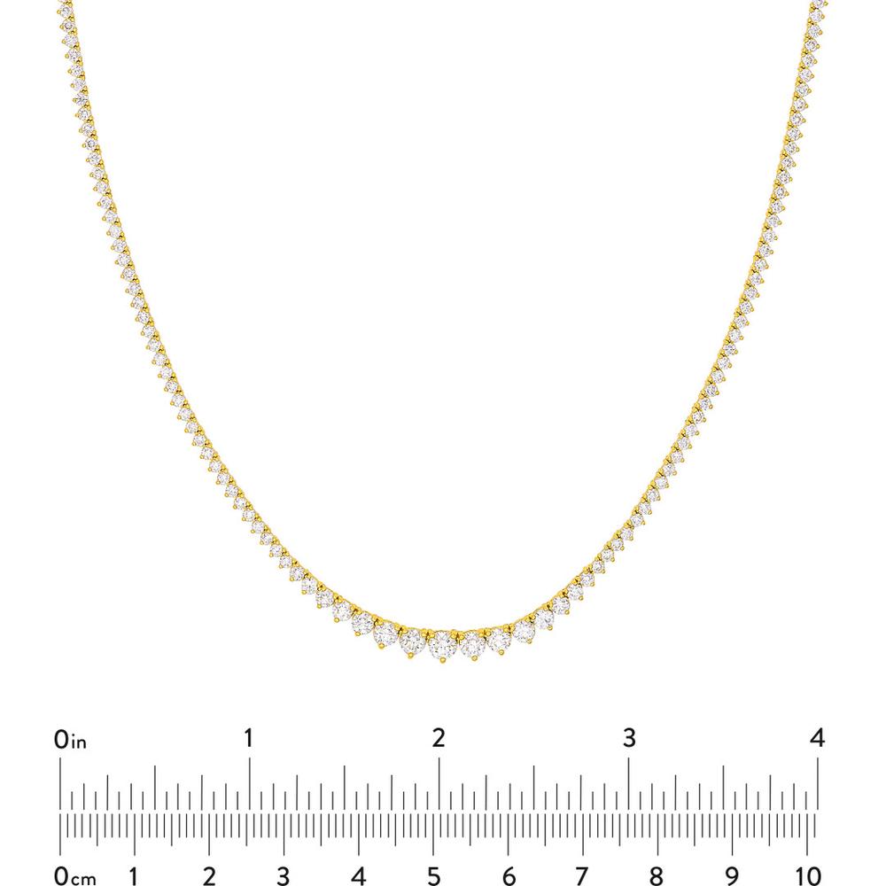 Olas d'Oro - 14K Yellow Gold Diamond Graduated Half Tennis Necklace - 3.30 Carat Total Diamond Weight