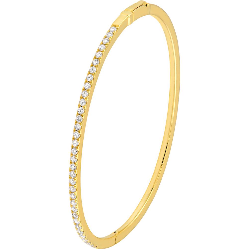 Olas d'Oro - 14K Yellow Gold Diamond Half Bangle Bracelet - 0.85 Carat Total Diamond Weight
