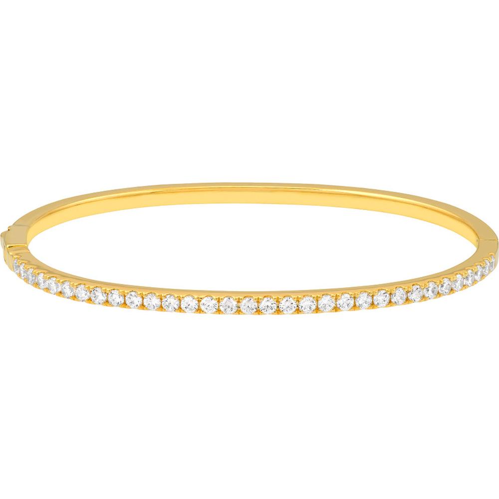 Olas d'Oro - 14K Yellow Gold Diamond Half Bangle Bracelet with Box Lock Closure - 1.38 Carat Total Diamond Weight