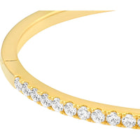 Olas d'Oro - 14K Yellow Gold Diamond Half Bangle Bracelet with Box Lock Closure - 1.38 Carat Total Diamond Weight