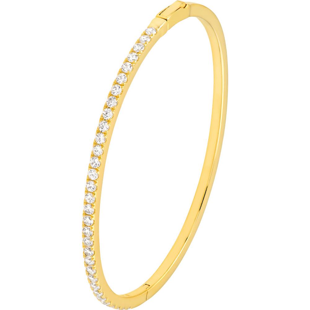 Olas d'Oro - 14K Yellow Gold Diamond Half Bangle Bracelet with Box Lock Closure - 1.38 Carat Total Diamond Weight