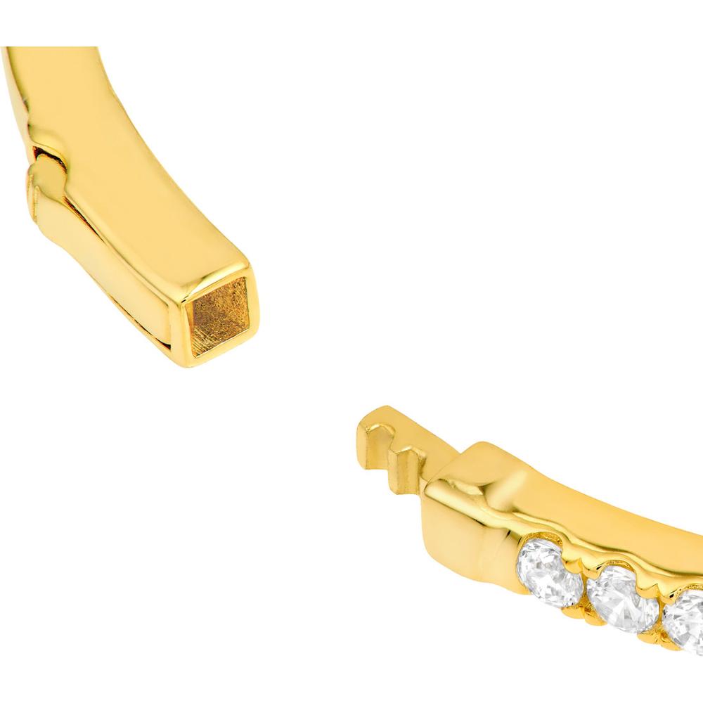 Olas d'Oro - 14K Yellow Gold Diamond Half Bangle Bracelet with Box Lock Closure - 1.38 Carat Total Diamond Weight