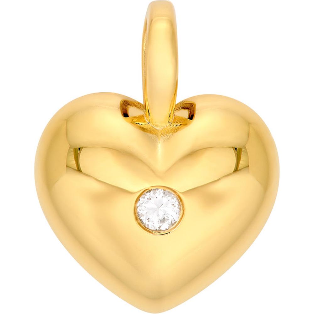 Olas d'Oro - 14K Yellow Gold Diamond Heart Pendant - 0.11 Carat Total Diamond Weight