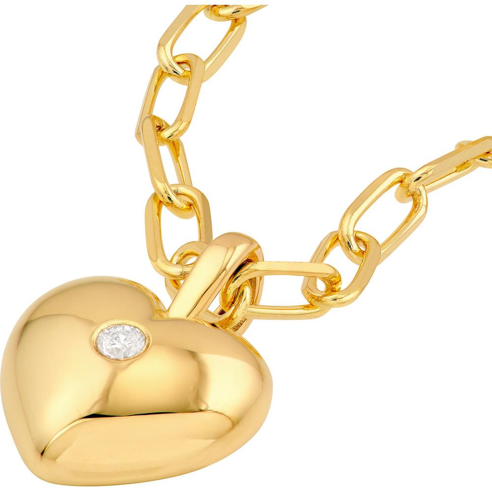 Olas d'Oro - 14K Yellow Gold Diamond Heart Pendant - 0.11 Carat Total Diamond Weight