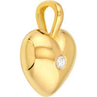 Olas d'Oro - 14K Yellow Gold Diamond Heart Pendant - 0.11 Carat Total Diamond Weight