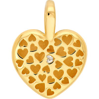 Olas d'Oro - 14K Yellow Gold Diamond Heart Pendant - 0.11 Carat Total Diamond Weight