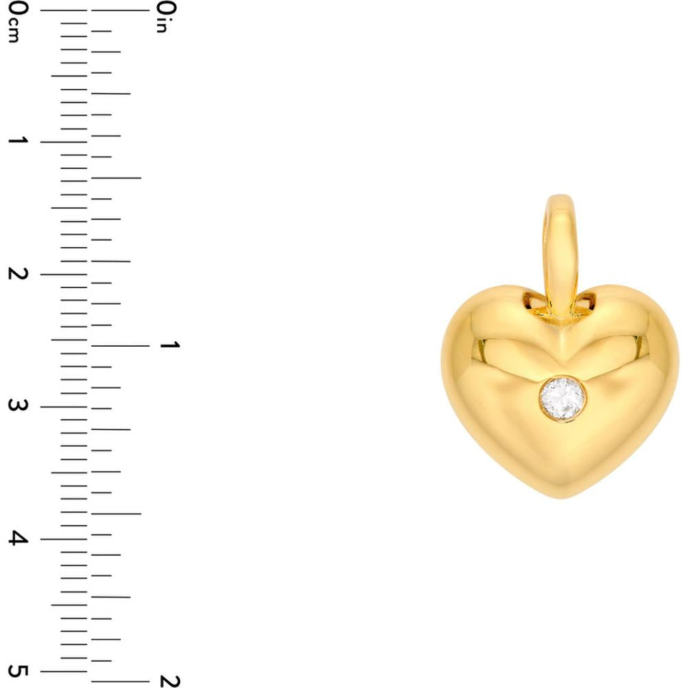 Olas d'Oro - 14K Yellow Gold Diamond Heart Pendant - 0.11 Carat Total Diamond Weight