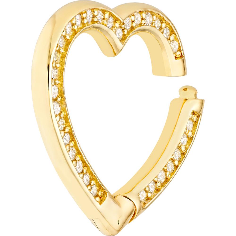 Olas d'Oro - 14K Yellow Gold Diamond Heart Snap Lock with Push Lock Closure - 0.20 Carat Total Diamond Weight