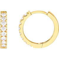 Olas d'Oro - 14K Yellow Gold Diamond Huggie Earrings - 0.48 Carat Total Diamond Weight