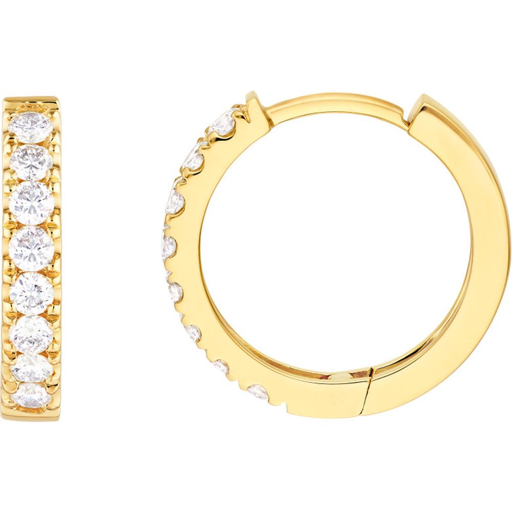 Olas d'Oro - 14K Yellow Gold Diamond Huggie Earrings - 0.48 Carat Total Diamond Weight