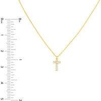 Olas d'Oro - 14K Yellow Gold Diamond Mini Cross Adjustable Necklace - 0.06 Carat Total Diamond Weight