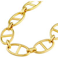 Olas d'Oro - 14K Yellow Gold Diamond Oval Link Bracelet with Fancy Cast Lobster Clasp - 0.02 Carat Total Diamond Weight