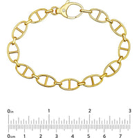 Olas d'Oro - 14K Yellow Gold Diamond Oval Link Bracelet with Fancy Cast Lobster Clasp - 0.02 Carat Total Diamond Weight