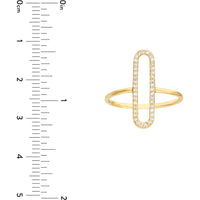 Olas d'Oro - 14K Yellow Gold Diamond Paper Clip Frame Ring - 0.20 Carat Total Diamond Weight