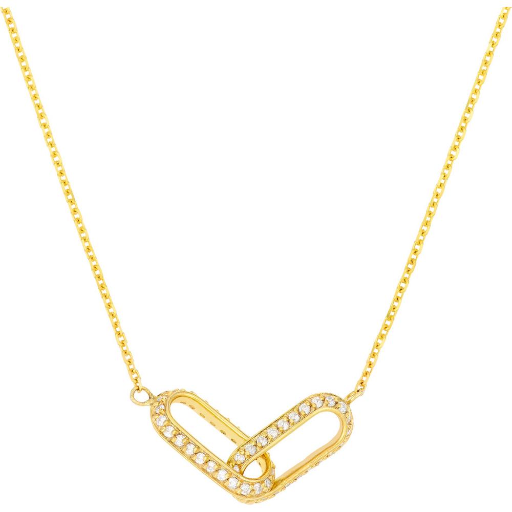 Olas d'Oro - 14K Yellow Gold Diamond Paper Clip Links Necklace - 0.23 Carat Diamond Total Weight