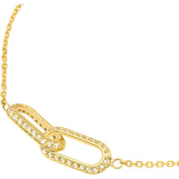 Olas d'Oro - 14K Yellow Gold Diamond Paper Clip Links Necklace - 0.23 Carat Diamond Total Weight