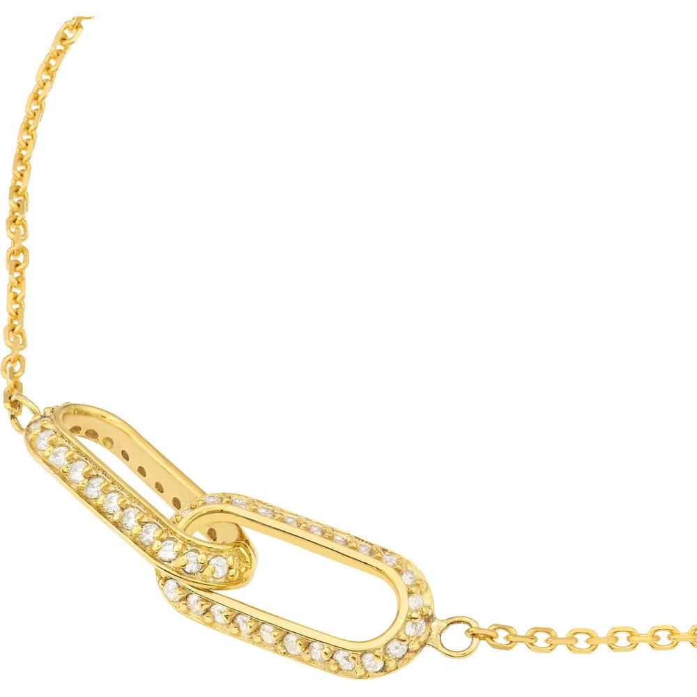 Olas d'Oro - 14K Yellow Gold Diamond Paper Clip Links Necklace - 0.23 Carat Diamond Total Weight