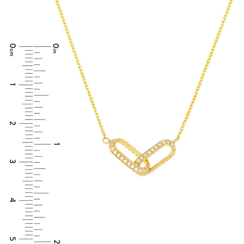 Olas d'Oro - 14K Yellow Gold Diamond Paper Clip Links Necklace - 0.23 Carat Diamond Total Weight