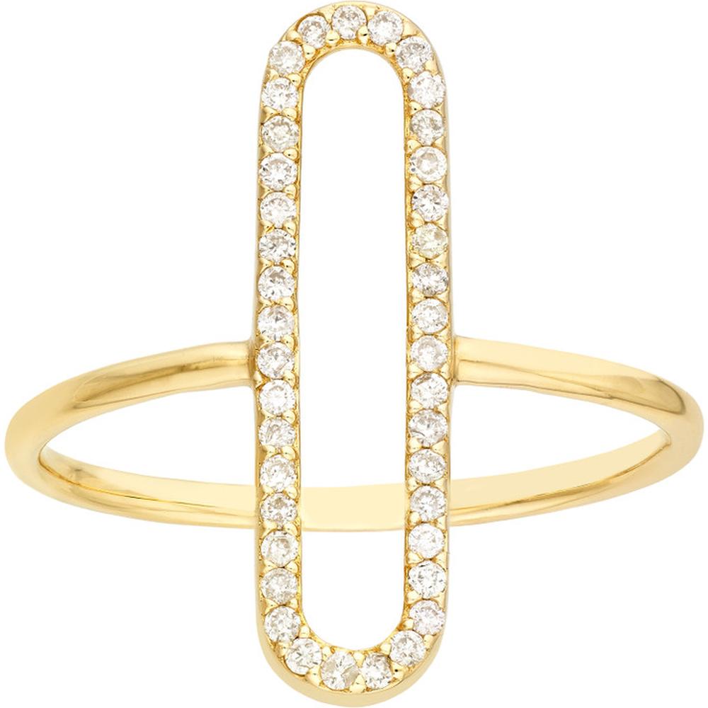 Olas d'Oro - 14K Yellow Gold Diamond Paperclip Frame Ring - 0.20 Carat Total Diamond Weight