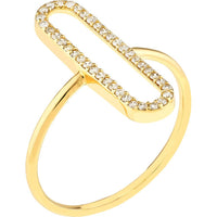 Olas d'Oro - 14K Yellow Gold Diamond Paperclip Frame Ring - 0.20 Carat Total Diamond Weight