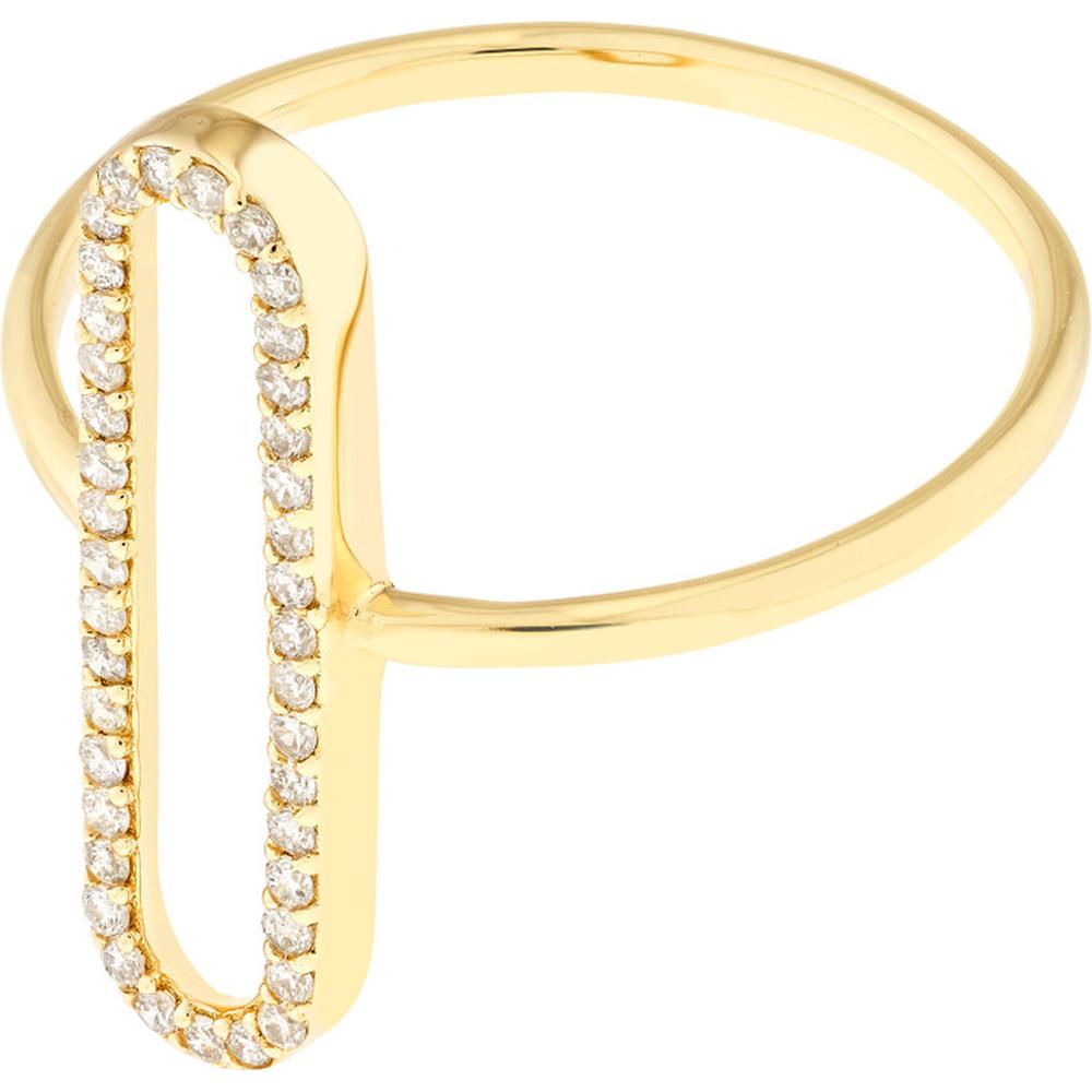 Olas d'Oro - 14K Yellow Gold Diamond Paperclip Frame Ring - 0.20 Carat Total Diamond Weight