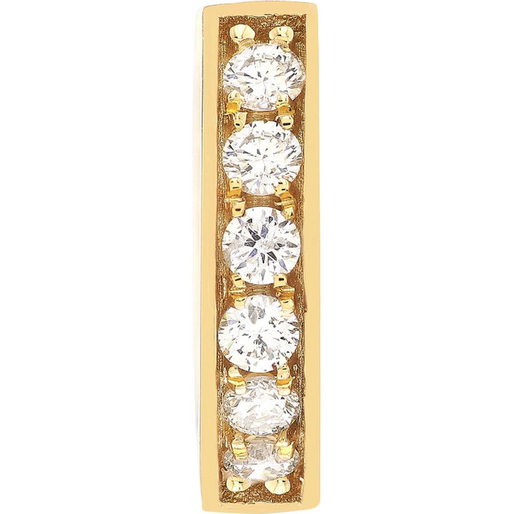 Olas d'Oro - 14K Yellow Gold Diamond Pave 10mm Hoop Earrings - 0.15 Carat Total Diamond Weight