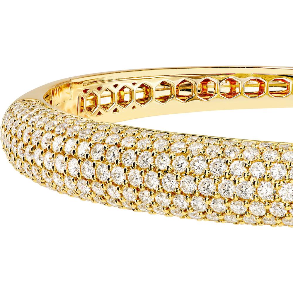 Olas d'Oro - 14K Yellow Gold Diamond Pave Bangle - 5.23 Carat Total Diamond Weight