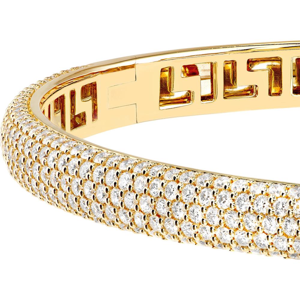Olas d'Oro - 14K Yellow Gold Diamond Pave Bangle with 2-7/8 Carat Total Diamond Weight