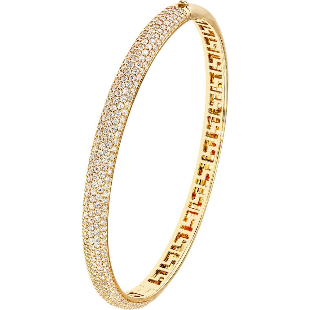 Olas d'Oro - 14K Yellow Gold Diamond Pave Bangle with 2-7/8 Carat Total Diamond Weight