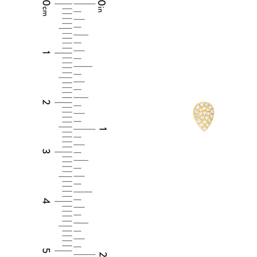 Olas d'Oro - 14K Yellow Gold Diamond Pave Pear Stud Earrings - 1/8 Carat Total Diamond Weight