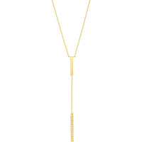 Olas d'Oro - 14K Yellow Gold Diamond Polished Bars Lariat Necklace - 0.10 Carat Total Diamond Weight