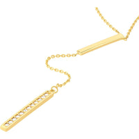Olas d'Oro - 14K Yellow Gold Diamond Polished Bars Lariat Necklace - 0.10 Carat Total Diamond Weight