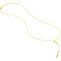 Olas d'Oro - 14K Yellow Gold Diamond Polished Bars Lariat Necklace - 0.10 Carat Total Diamond Weight