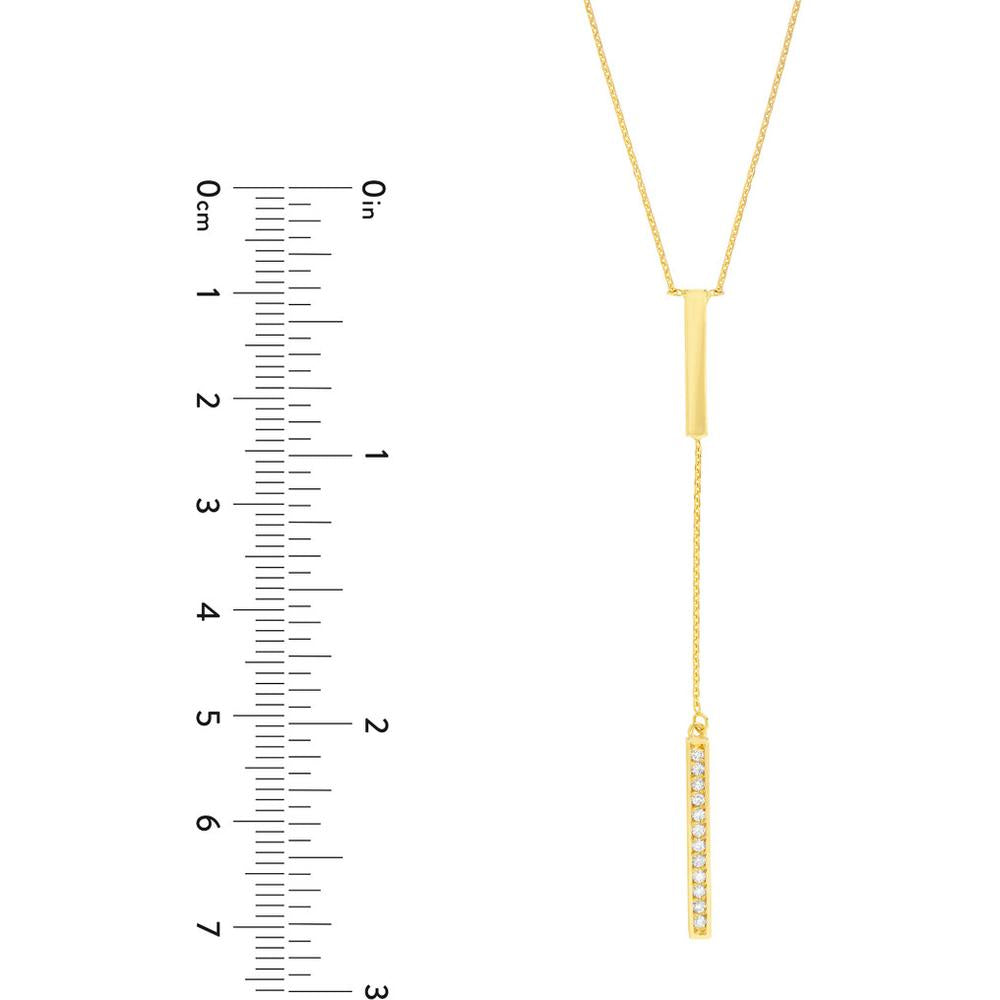 Olas d'Oro - 14K Yellow Gold Diamond Polished Bars Lariat Necklace - 0.10 Carat Total Diamond Weight