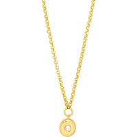 Olas d'Oro - 14K Yellow Gold Diamond Puff Charm Necklace with Rolo Chain 0.11 Carat Diamond Total Weight