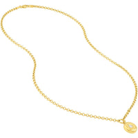 Olas d'Oro - 14K Yellow Gold Diamond Puff Charm Necklace with Rolo Chain 0.11 Carat Diamond Total Weight