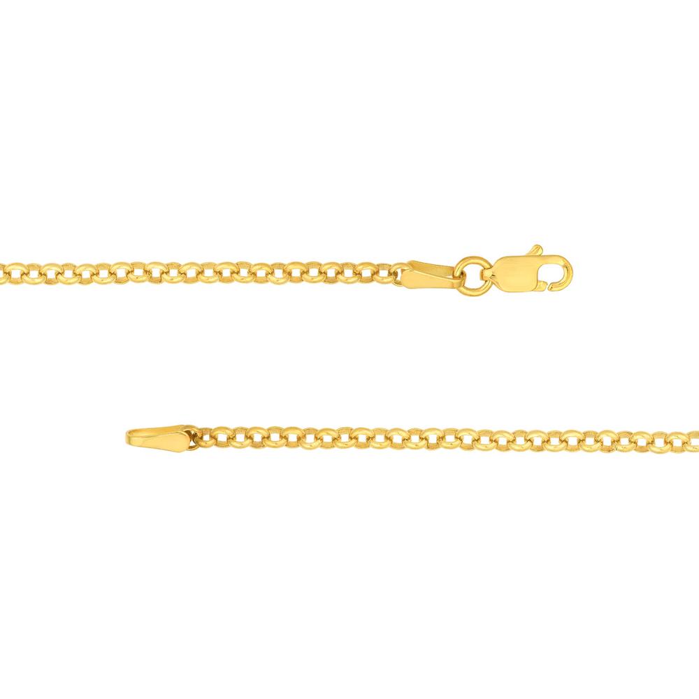 Olas d'Oro - 14K Yellow Gold Diamond Puff Charm Necklace with Rolo Chain 0.11 Carat Diamond Total Weight