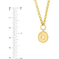 Olas d'Oro - 14K Yellow Gold Diamond Puff Charm Necklace with Rolo Chain 0.11 Carat Diamond Total Weight