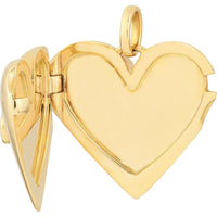 Olas d'Oro - 14K Yellow Gold Diamond Puff Heart Locket - 1/10 Carat Total Diamond Weight
