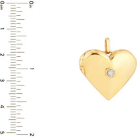 Olas d'Oro - 14K Yellow Gold Diamond Puff Heart Locket - 1/10 Carat Total Diamond Weight