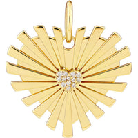 Olas d'Oro - 14K Yellow Gold Diamond Radiant Heart Charm - 0.07 Carat Total Diamond Weight